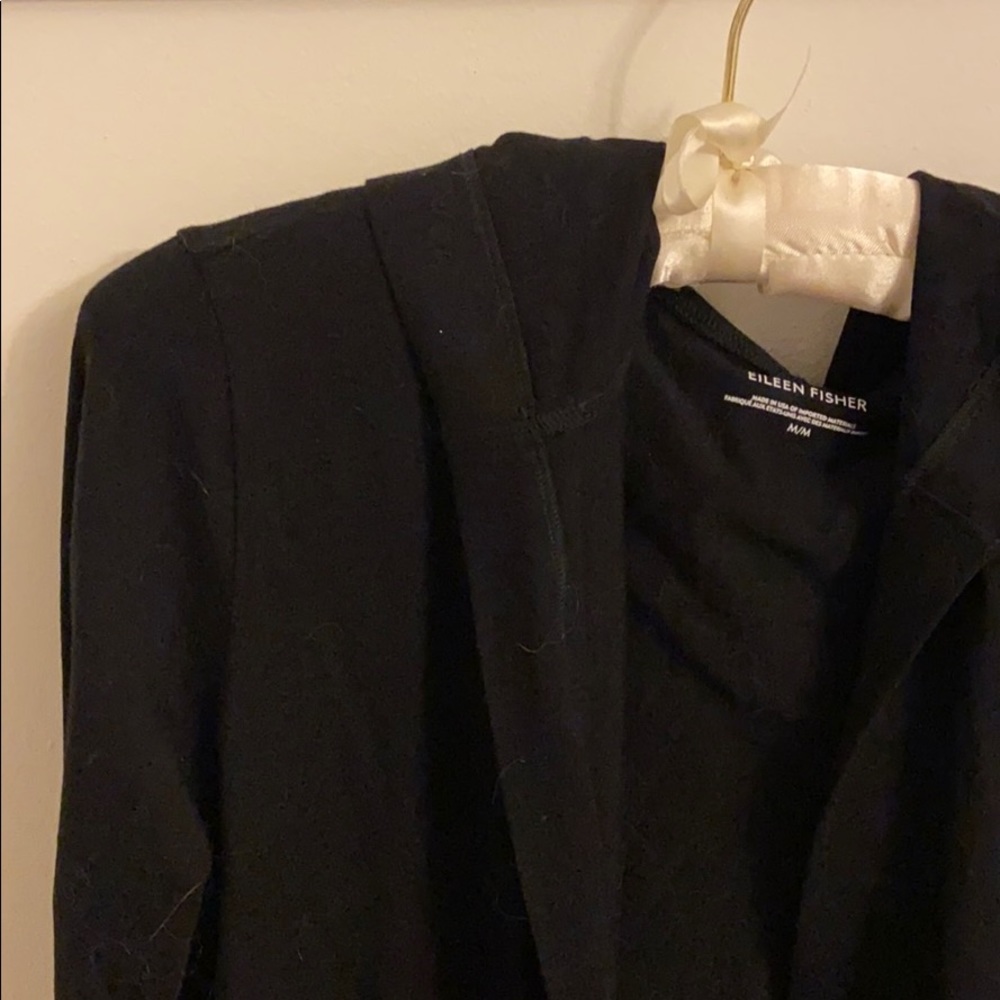 Eileen Fisher black hooded cardigan